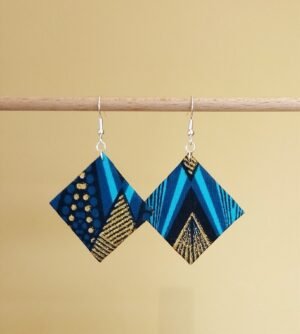 boucles d'oreille bleu doré