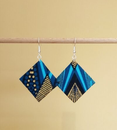 boucles d'oreille bleu doré