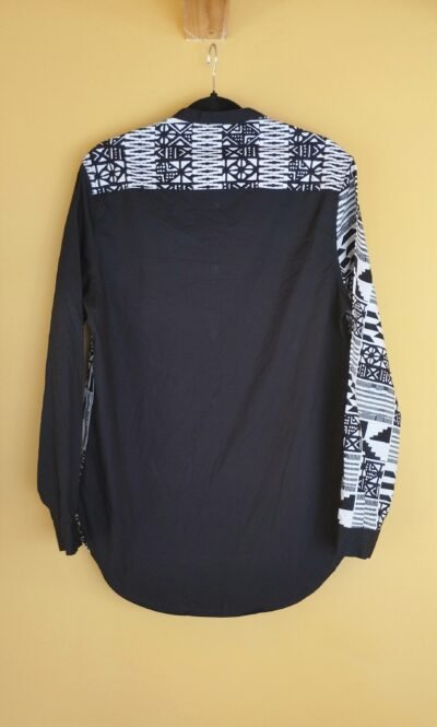 Chemise homme wax kenté noir et blanc – Image 3