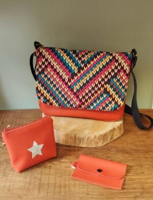 Sac besace en simili cuir et wax rétro